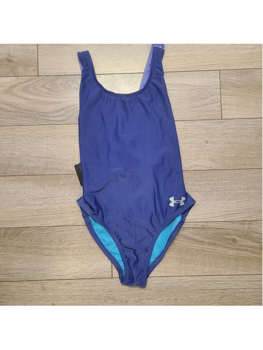 NEW Under Armour Girl Racer Back One Piece Swimsuit Deep Periwinkle Blue Size 8